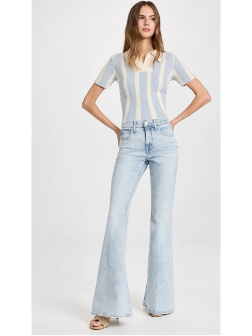 Veronica Beard NEW Sheridan Bell Bottom Flare Jeans in Sky Wash Mid Rise 26x31